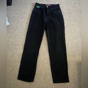 Empyre Women's Straight Leg Jeans in Black with Green Empyre Accent